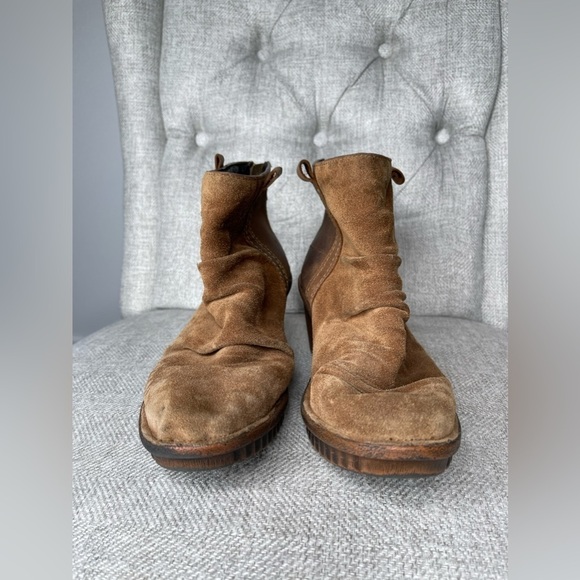 Bionica Boots Light Brown leather Suede Wedge Booties Size 9 Women’s - Picture 2 of 5